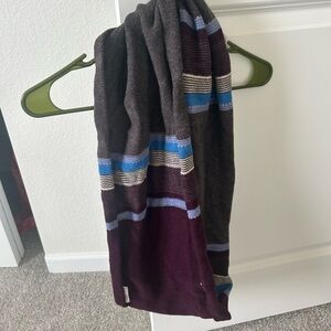 pistil Maroon and Charcoal Crewneck Sweater with Blue Stripes